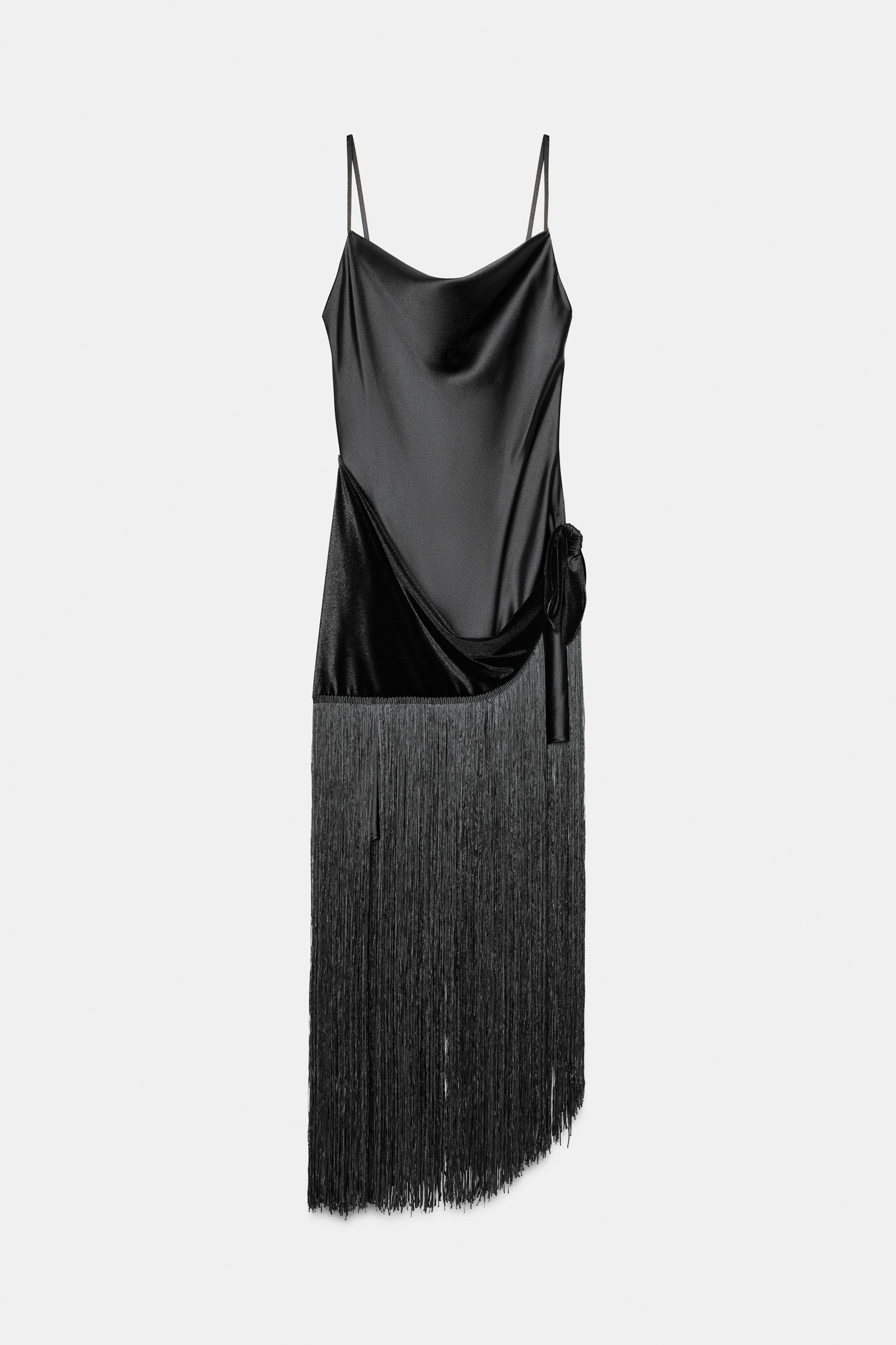 COMBINATION FRINGE LONG DRESS
